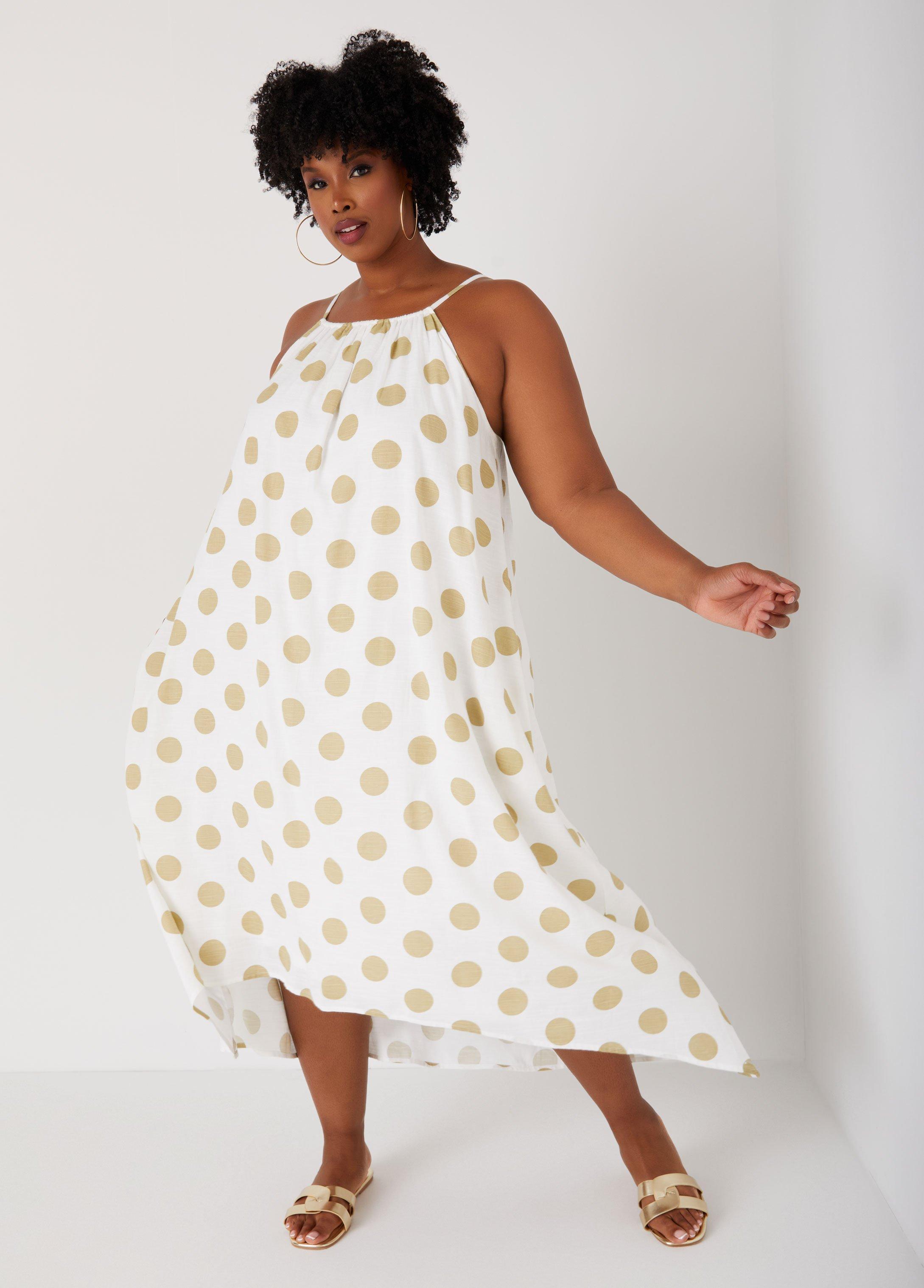 Plus Size Polka Dot Hi Low Midi Dress Ashley Stewart Product Image