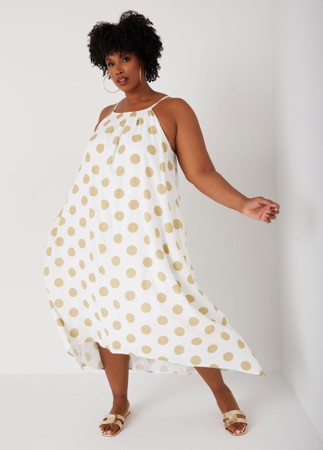 Plus Size Polka Dot Hi Low Midi Dress Ashley Stewart Product Image