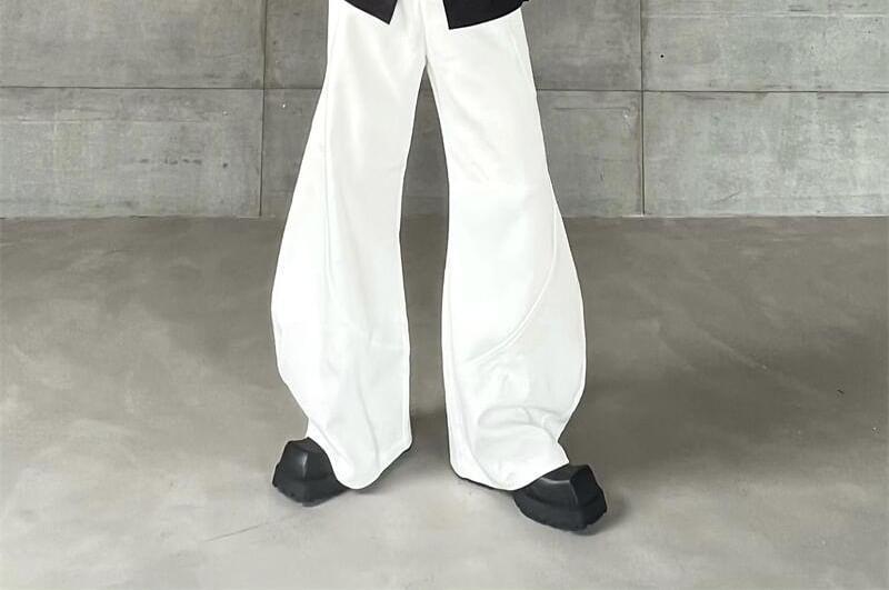 High Waist Plain Wide Leg Pants Product Image