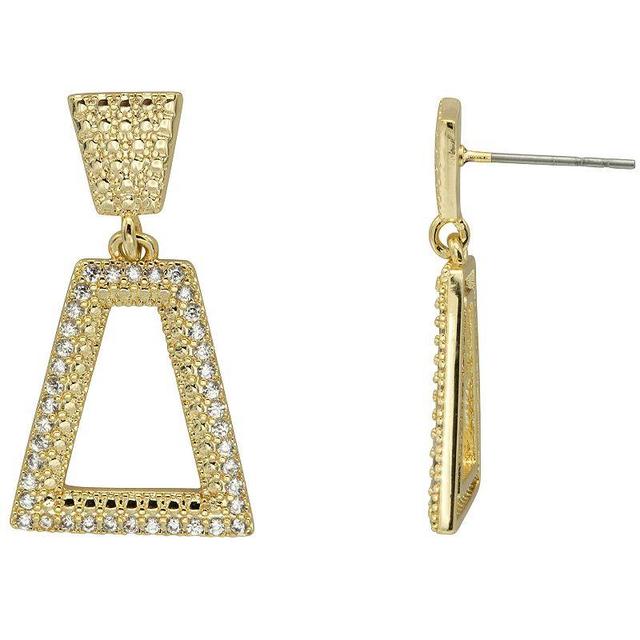 City Luxe Gold Tone Cubic Zirconia Open Triangular Drop Earrings, Womens, Gold Tone Clear Product Image