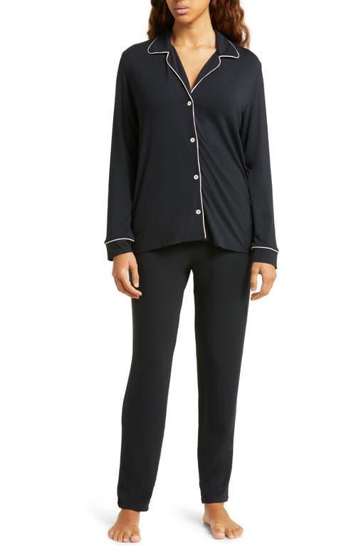 Eberjey Gisele Slim Tuxedo Pajama Set (Black/Sorbet) Women's Pajama Sets Product Image