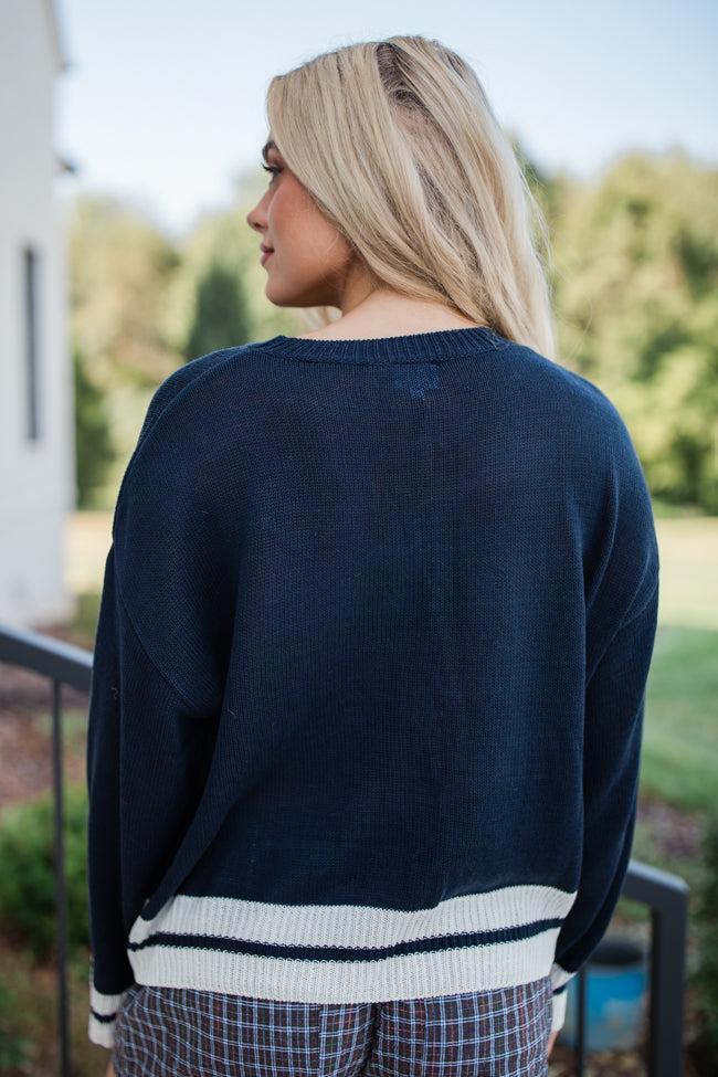 Let's Go For A Walk Navy Sweater FINAL SALE Product Image