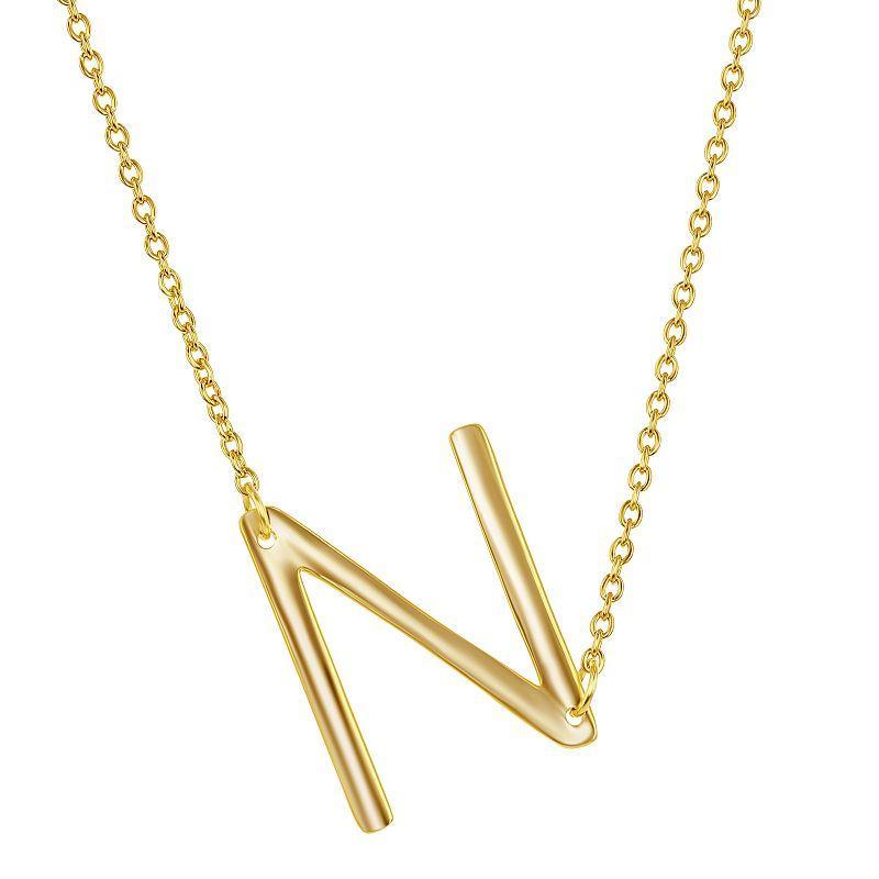 Sterling Silver Sideways Initial Necklace, Womens Gold Tone J Product Image