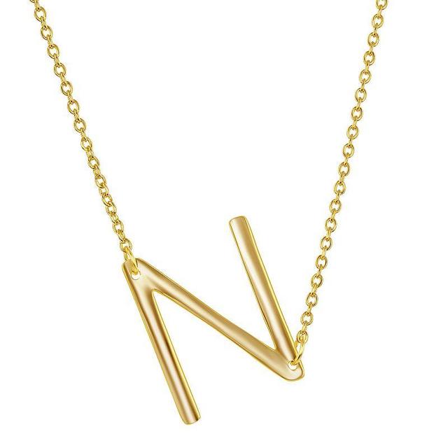 Sterling Silver Sideways Initial Necklace, Womens Gold Tone J Product Image