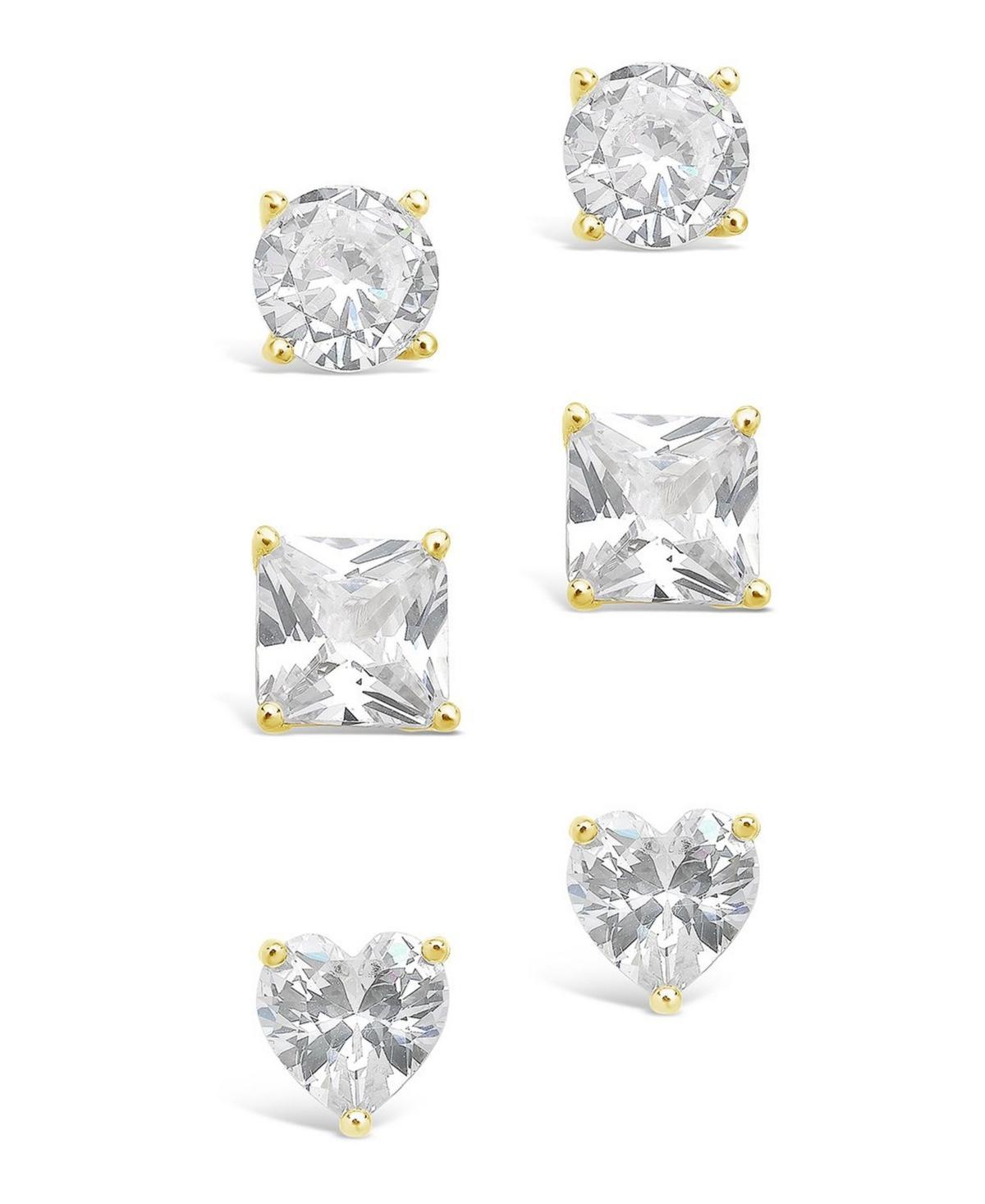 Womens Statement Cubic Zirconia Stud Earrings Set, Pack of 3 Product Image