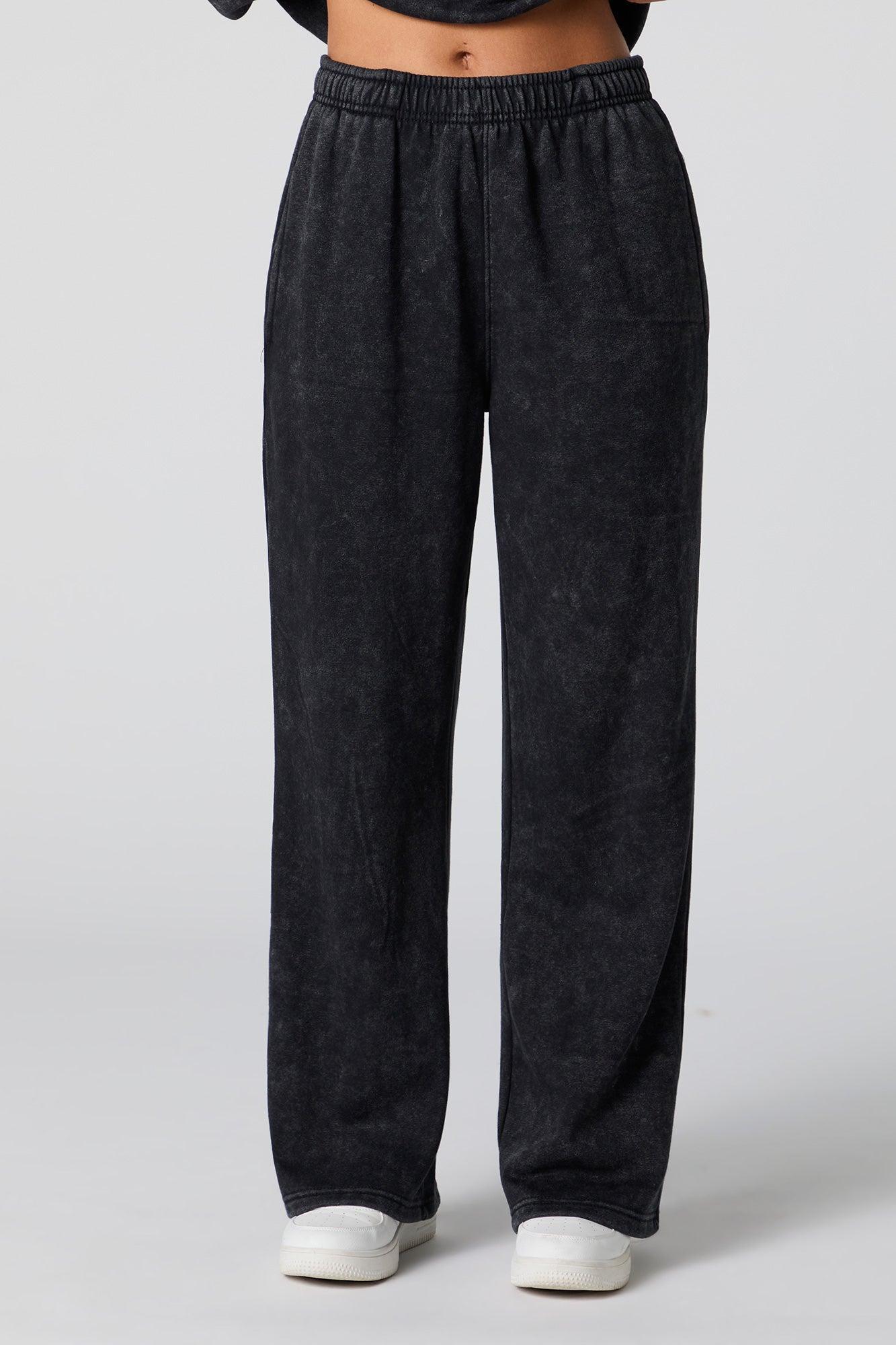 Washed Wide Leg Fleece Sweatpant Female Product Image