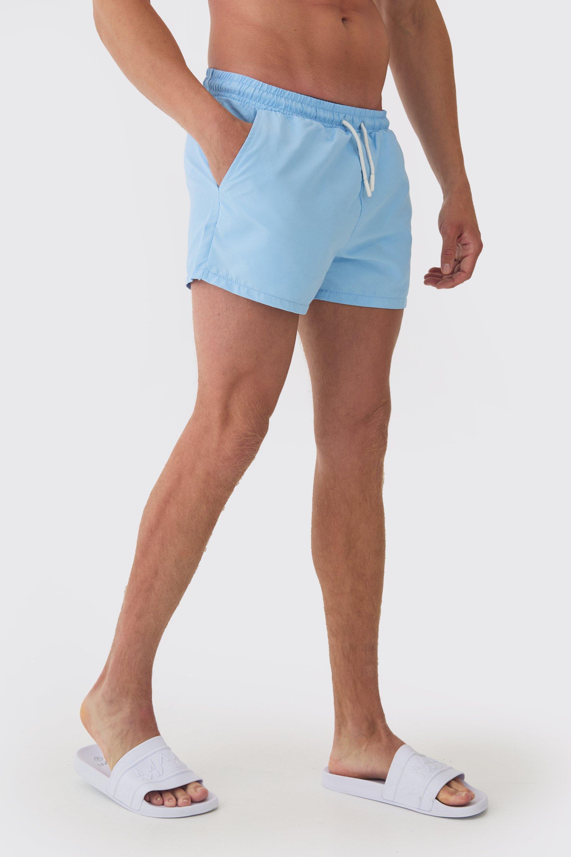 Mens Blue Man Signature Short Length Swim Shorts, Blue Product Image