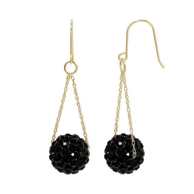 14K Gold White Crystal Earrings, Womens, Black Product Image