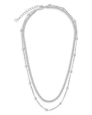 Womens Layered Beaded Silver Plated Chain Necklace Product Image