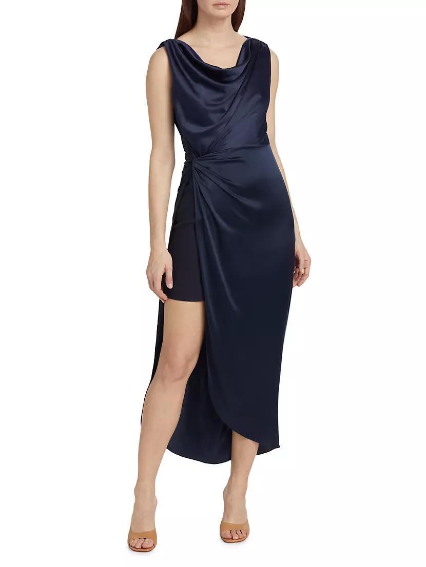 Paige Gathered Cowlneck Midi-Dress Product Image