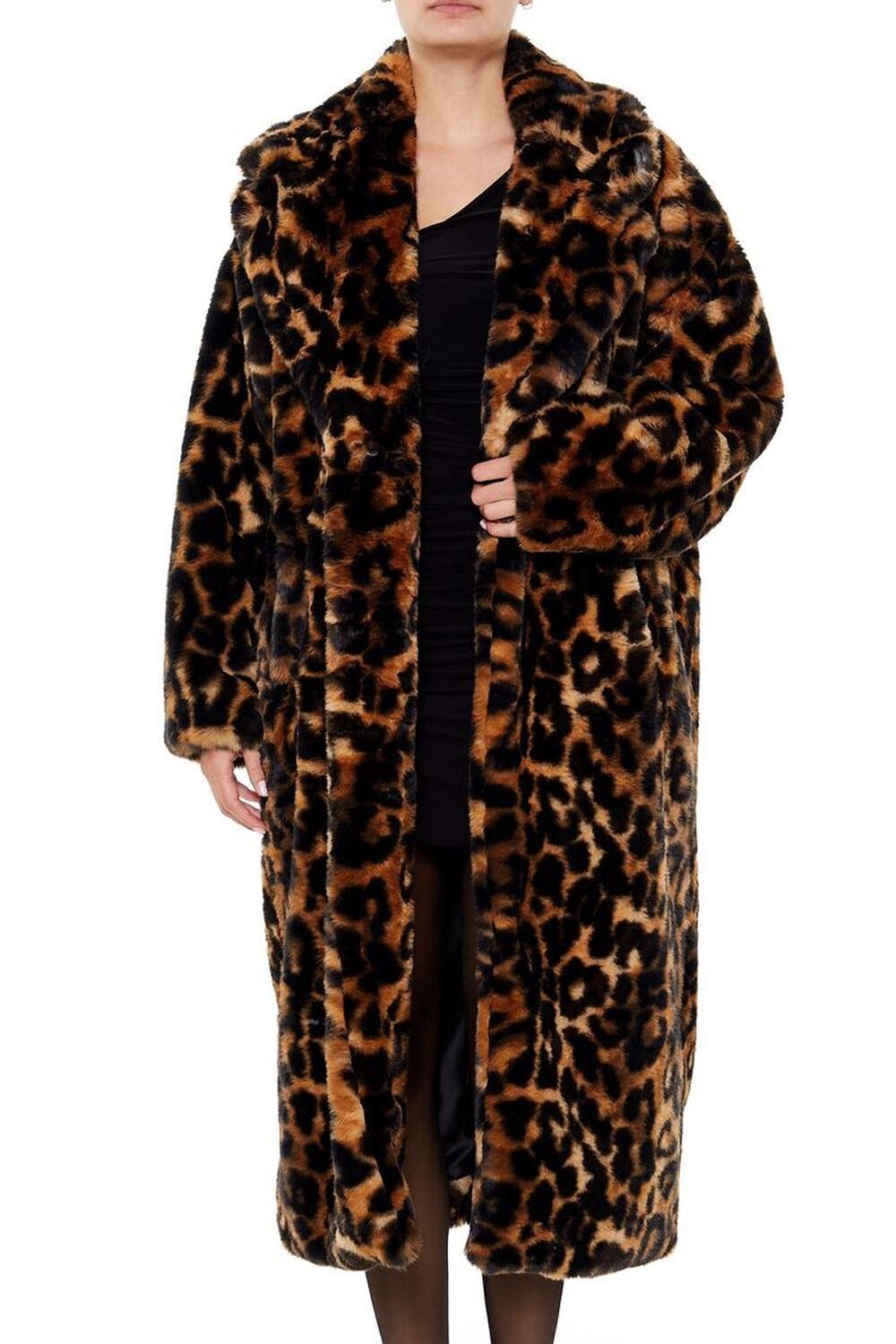 Faux Fur Leopard Print Coat | Forever 21 Product Image