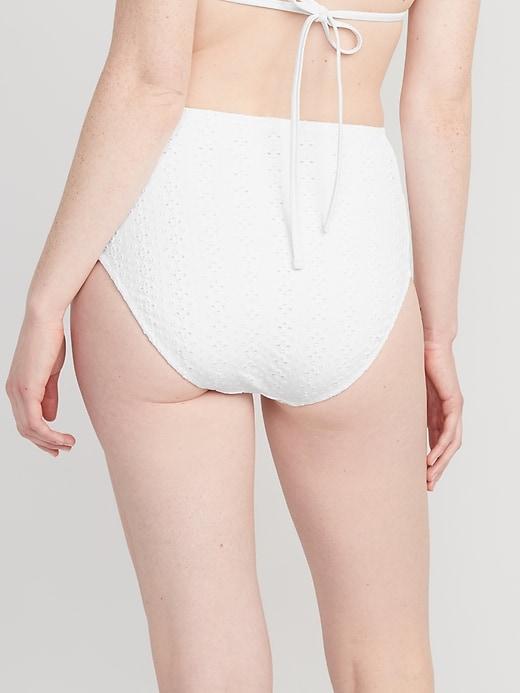 High-Waisted Eyelet Bikini Swim Bottoms Product Image