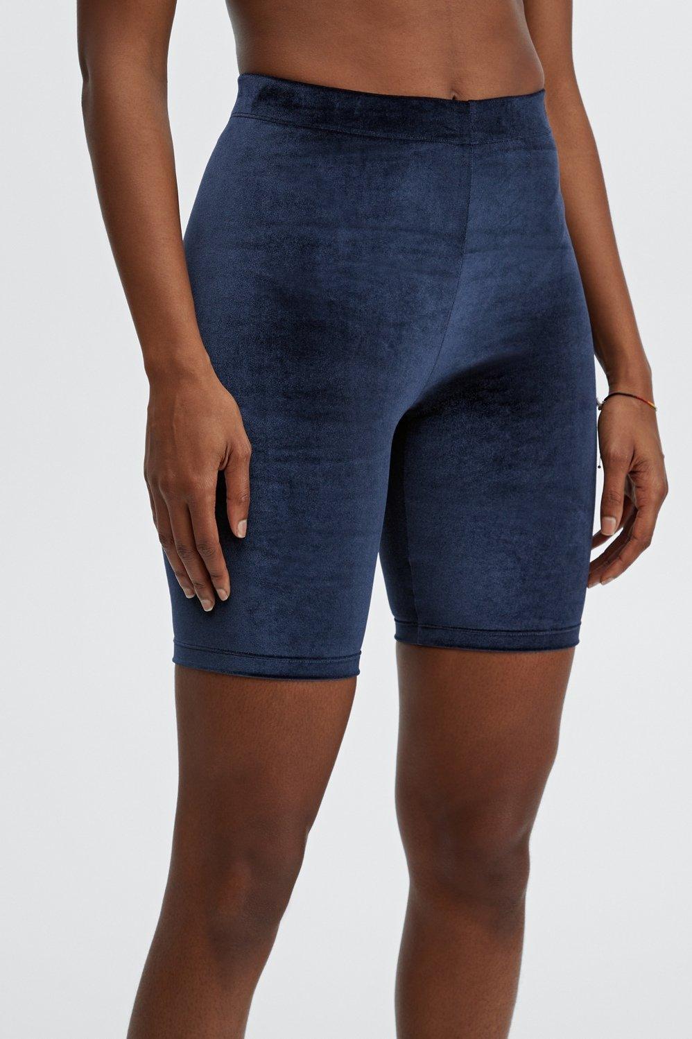 Fabletics High Waisted Velour Bike Short 9 Womens blue Size XXL Product Image