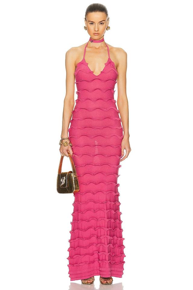 Blumarine Knit Maxi Dress in Pink Product Image