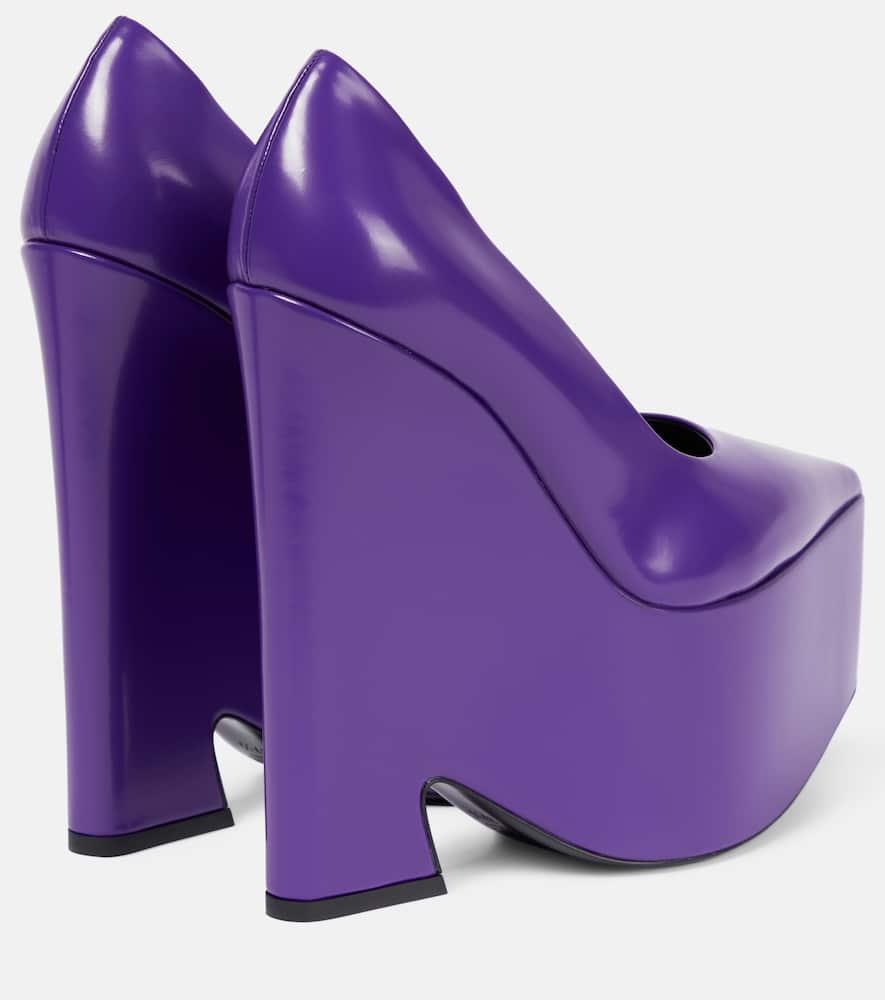 VERSACE 170mm Tempest Patent Leather Pumps In Purple Product Image