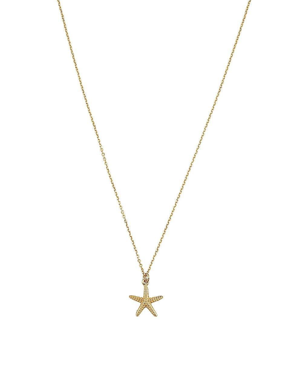 Womens 14K Yellow Solid Gold Starfish Pendant Necklace Product Image