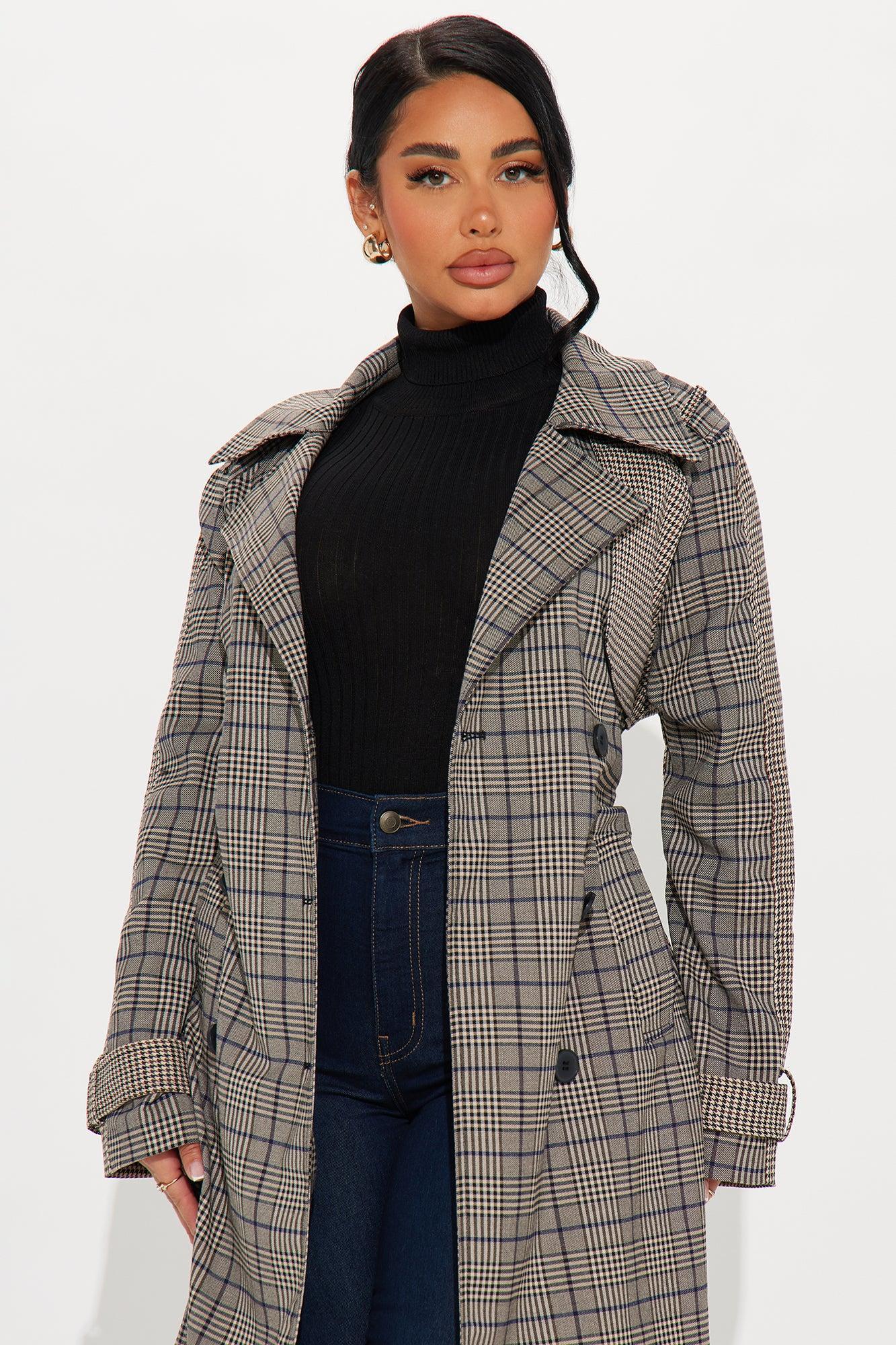 Prep School Plaid Trench - Khaki/combo Product Image