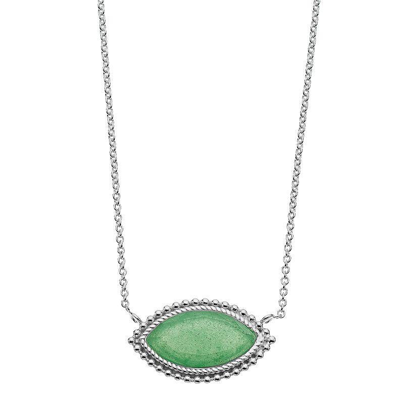 Aleure Precioso Sterling Silver Marquise Pendant Necklace, Womens Med Green Product Image