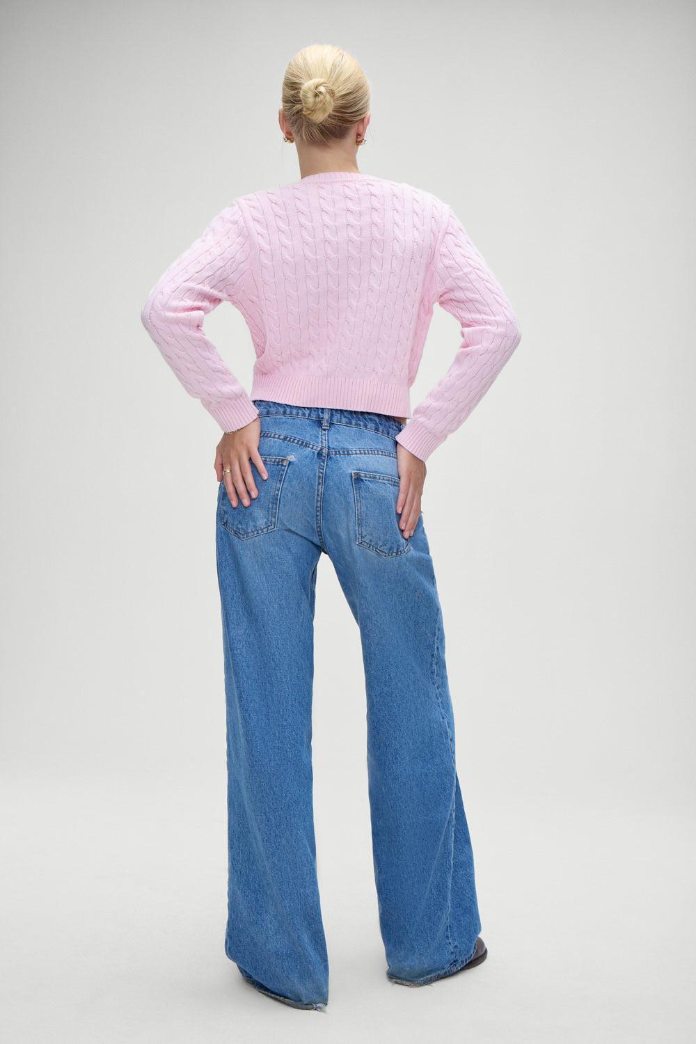 Dudley Cable Knit Cardigan - Cozy Pink Product Image