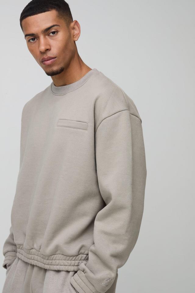 Oversized Boxy Heavyweight 3D Print Pocket Sweatshirt | boohooMAN USA Product Image