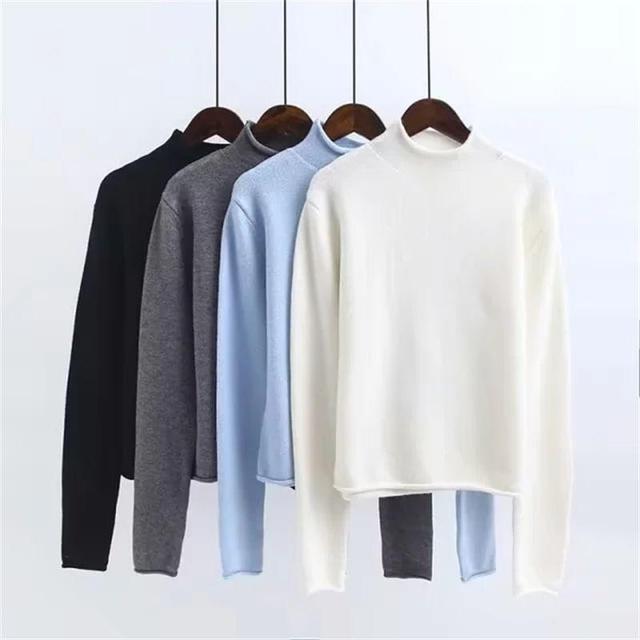 Mock Neck Plain Sweater Product Image