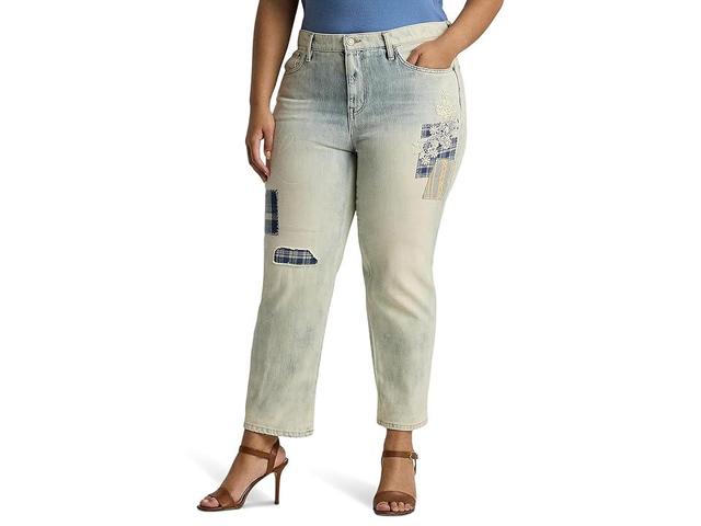 Lauren Ralph Lauren Plus-Size Patchwork Relaxed Tapered Ankle Jean (Belleville Wash) Women's Jeans Product Image