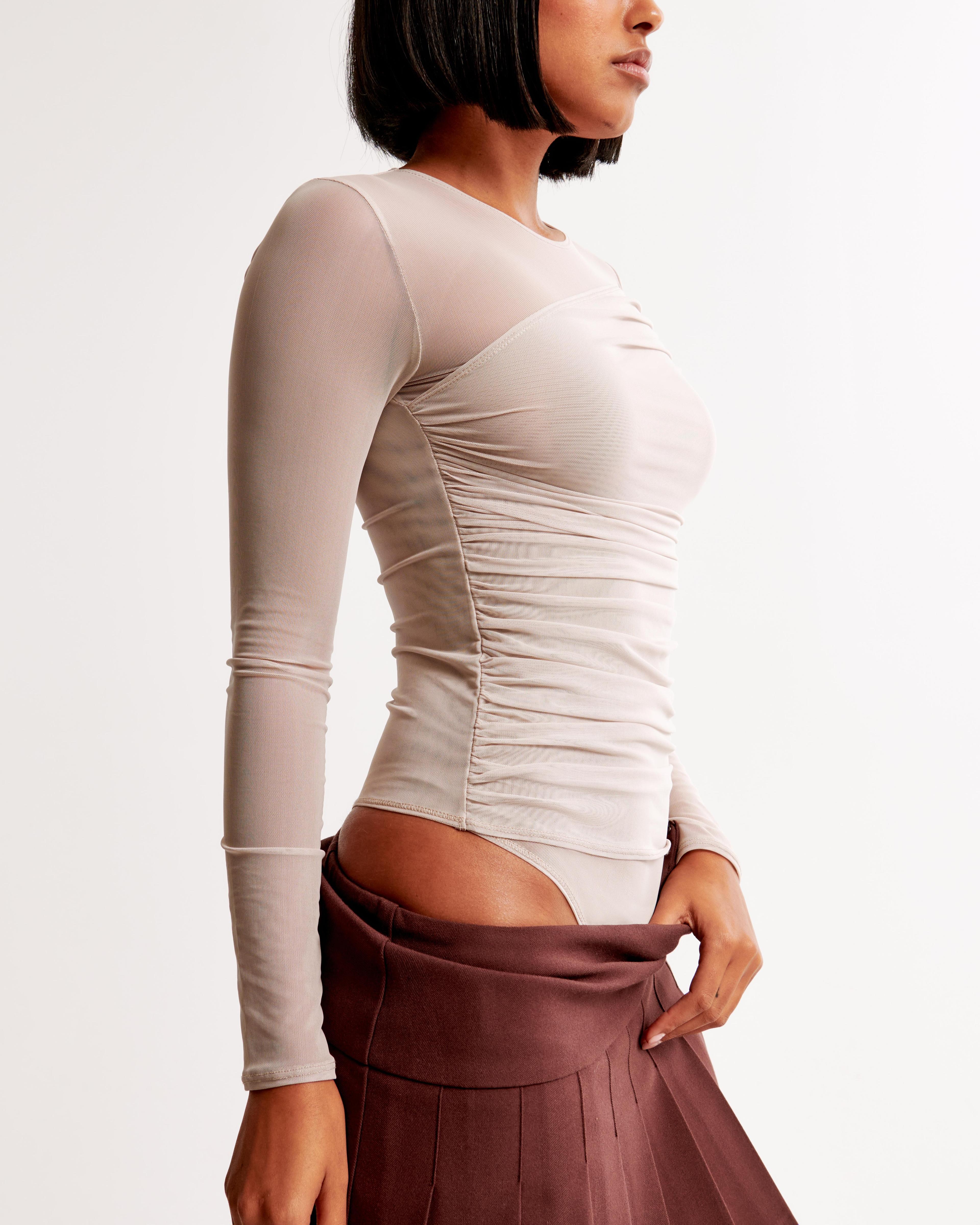 Long-Sleeve Layered Mesh Bodysuit Product Image