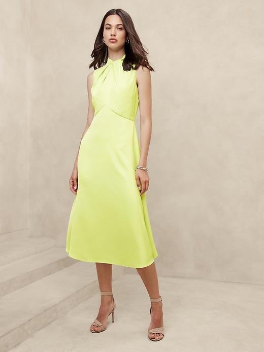 Satin Crepe Midi Dress Product Image