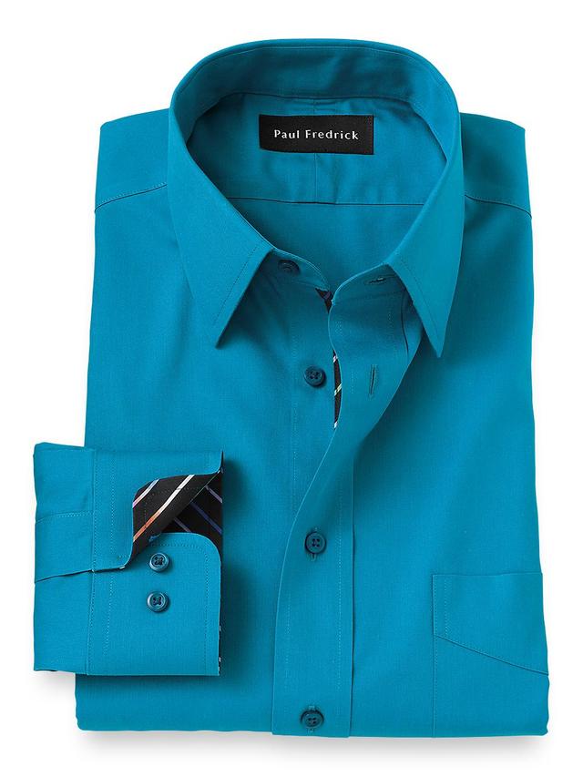 Slim Fit Non-iron Cotton Solid Dress Shirt With Contrast Trim Product Image