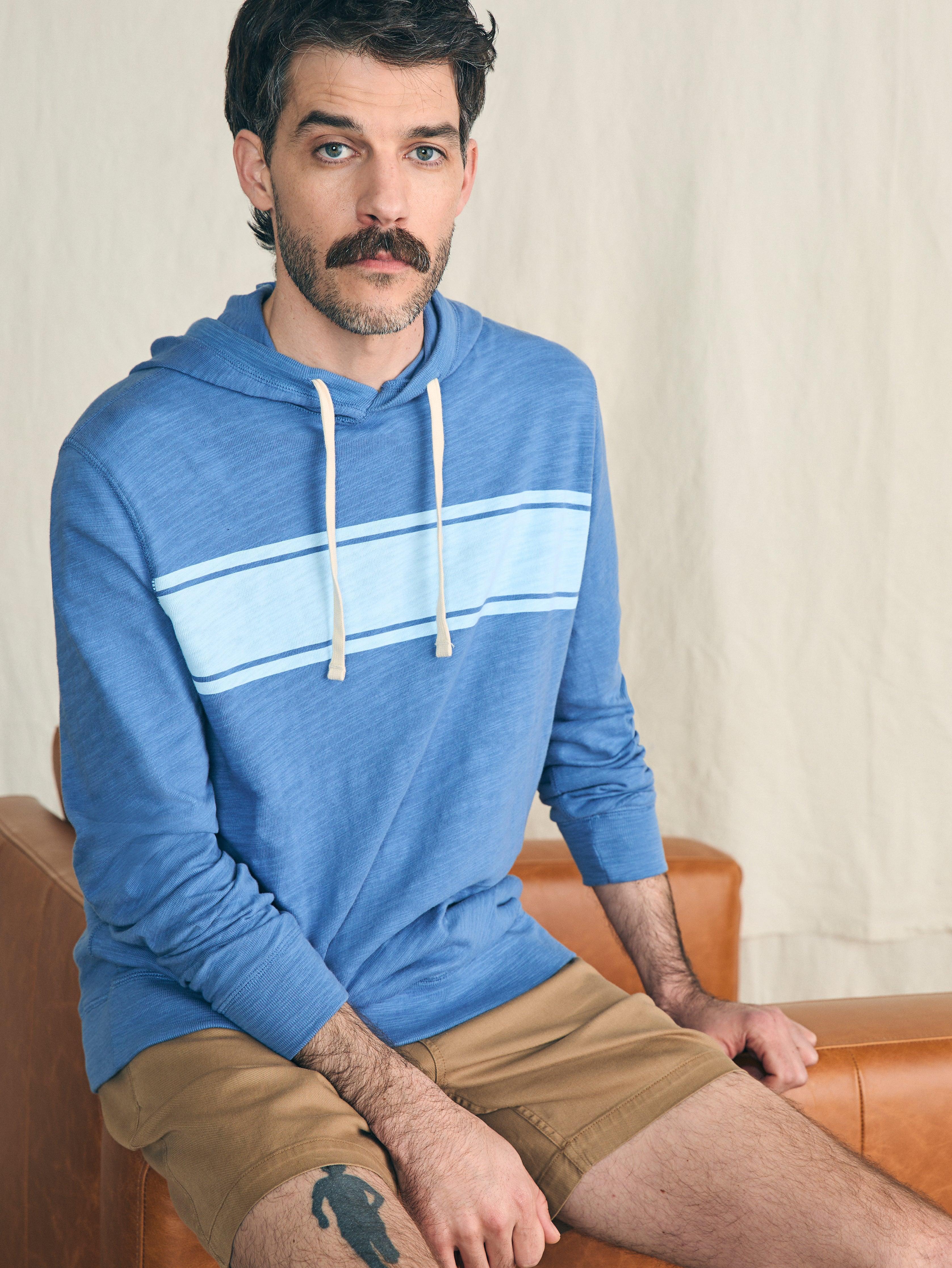 Sunwashed Slub Hoodie - Blue Horizon Surf Stripe Male Product Image