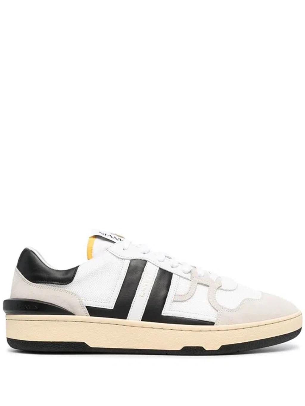 LANVIN Panelled Low-top Sneakers In White/black Product Image