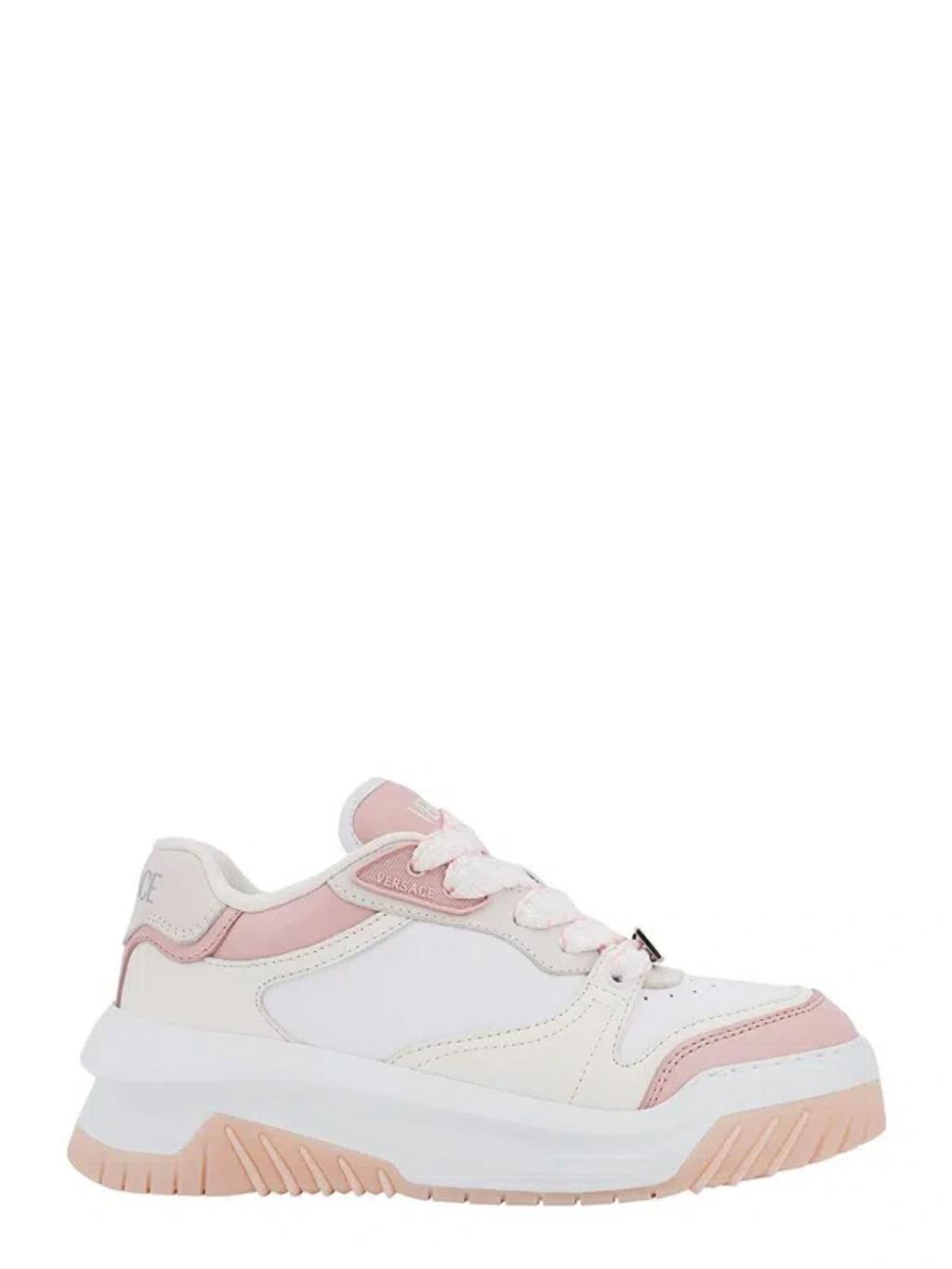 White And Pink Sneakers In 白色 Product Image