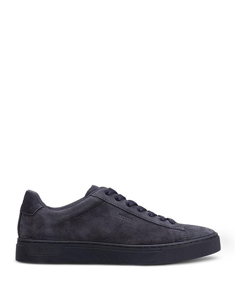 Boss Dark Grey Lace Up Suede Sneakers Product Image