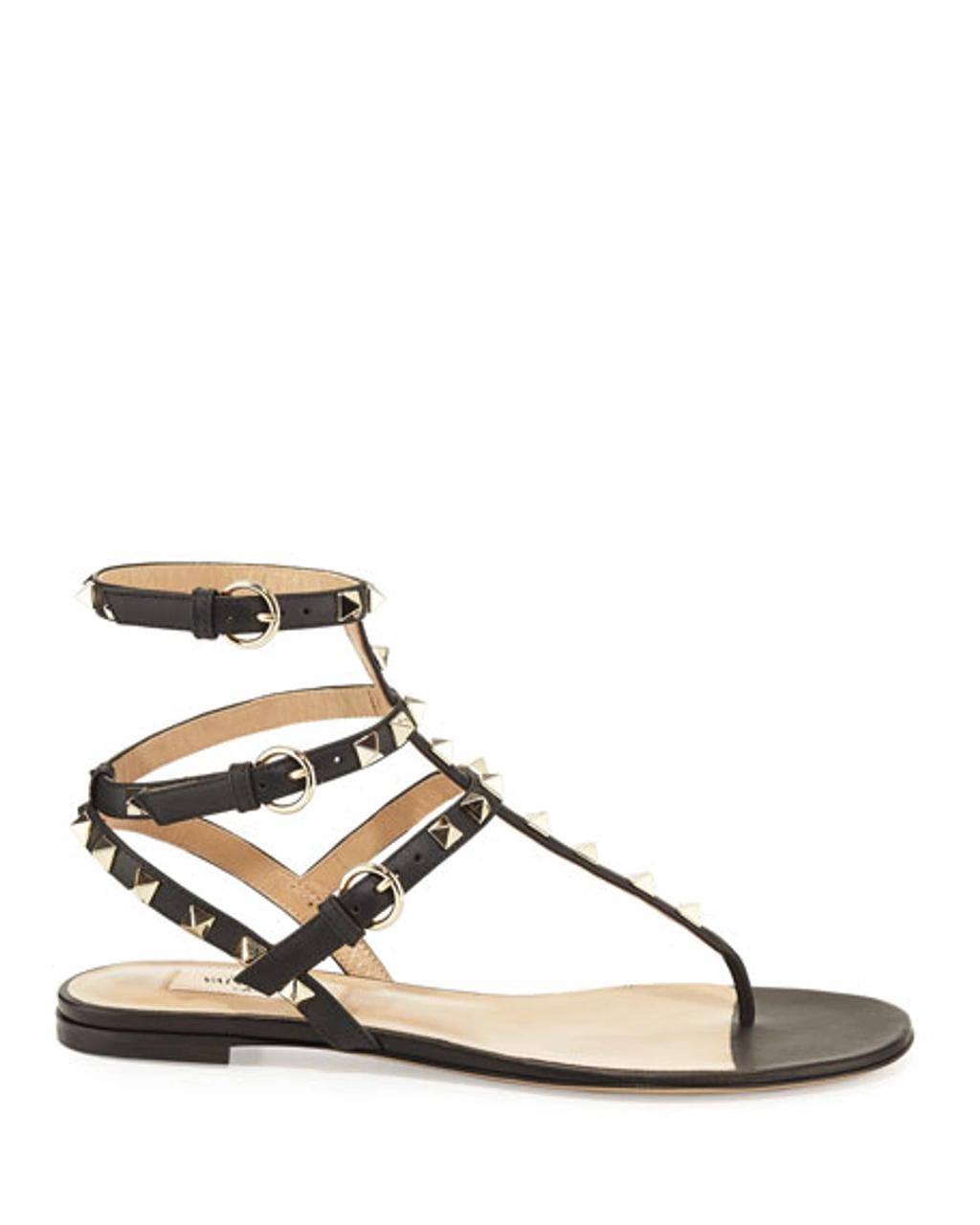 VALENTINO GARAVANI Rockstud Leather Sandals In Black Product Image