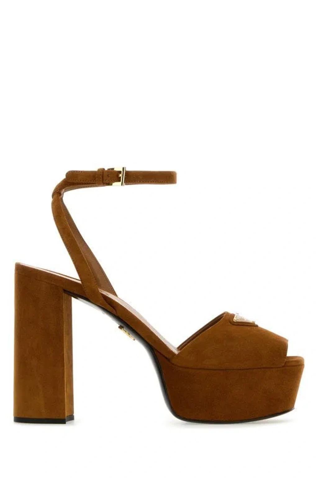 Suede Platform Sandals In Brown product image