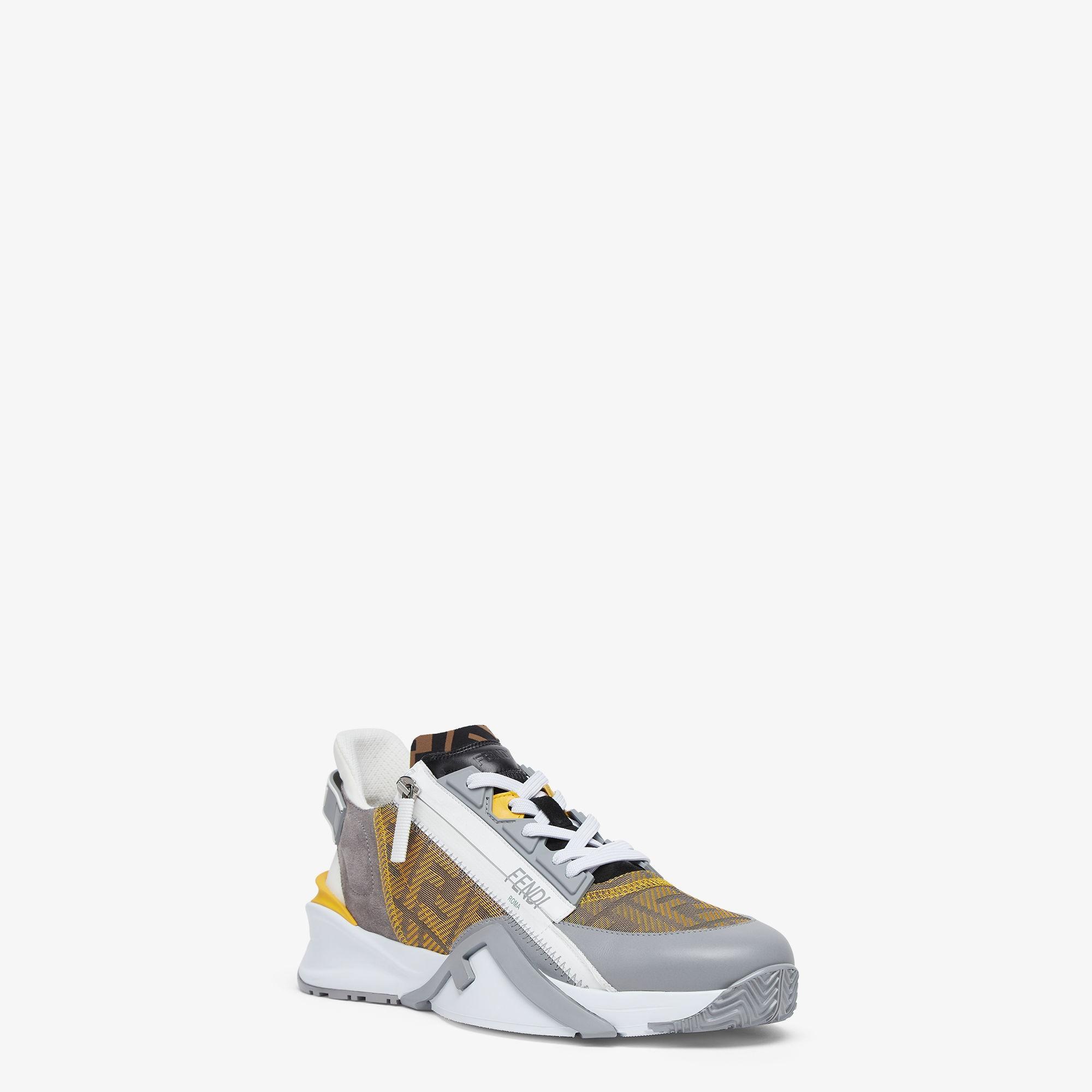 Fendi Flow SneakersYellow FF mesh and gray leather running shoes Product Image