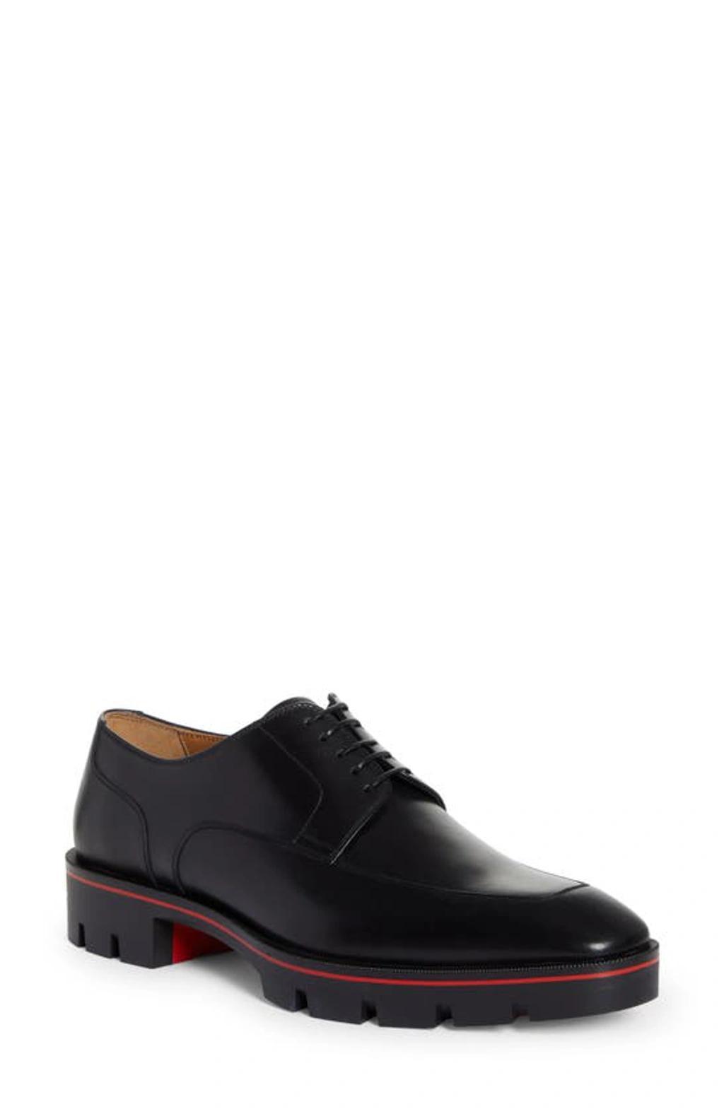 CHRISTIAN LOUBOUTIN Mens Black Davisol Leather Derby Shoes Product Image