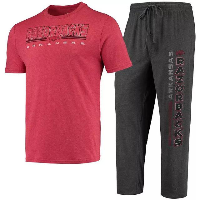 Mens Concepts Sport Heathered Charcoal/Cardinal Arkansas Razorbacks Meter T-Shirt & Pants Sleep Set Product Image