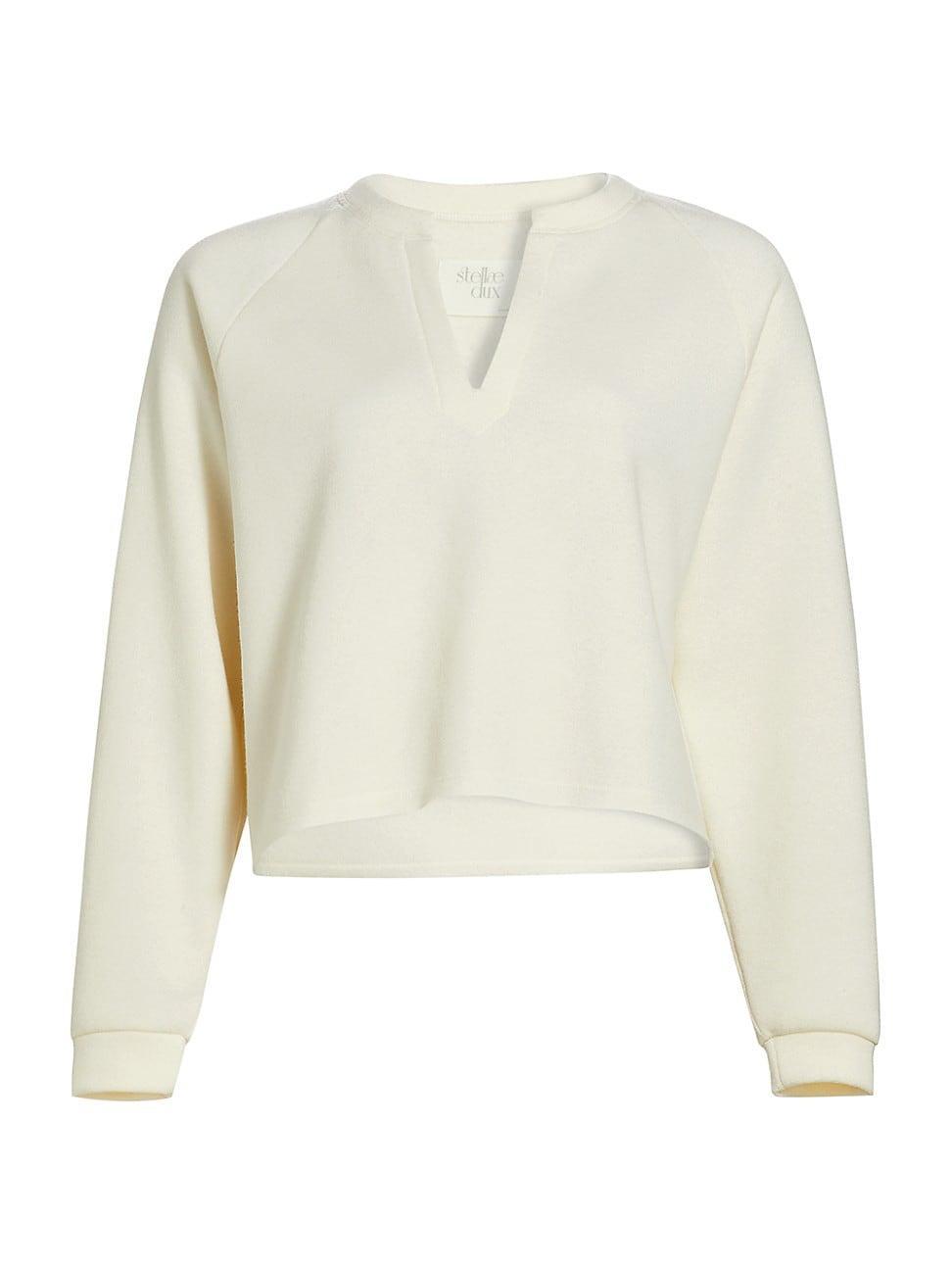 Womens Split Neck Crop Sweatshirt Product Image