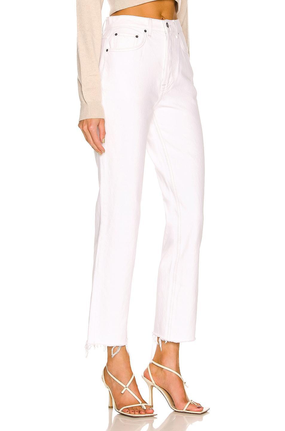 GRLFRND Cassidy Mid Rise Straight in White Product Image