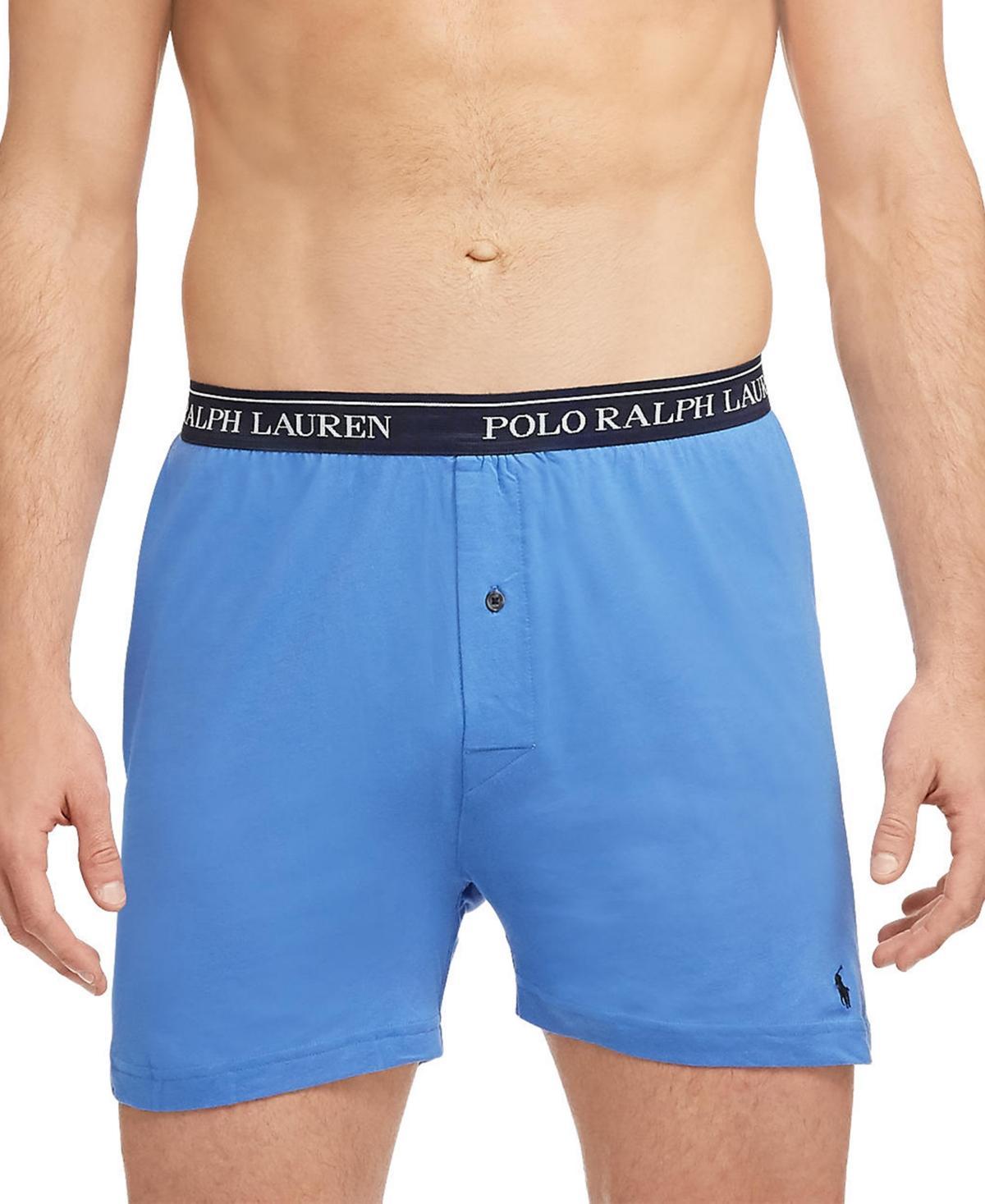 Polo Ralph Lauren Mens 5-Pack Classic-Fit Cotton Knit Boxers - Aerial Blue / Rugby Royal Product Image