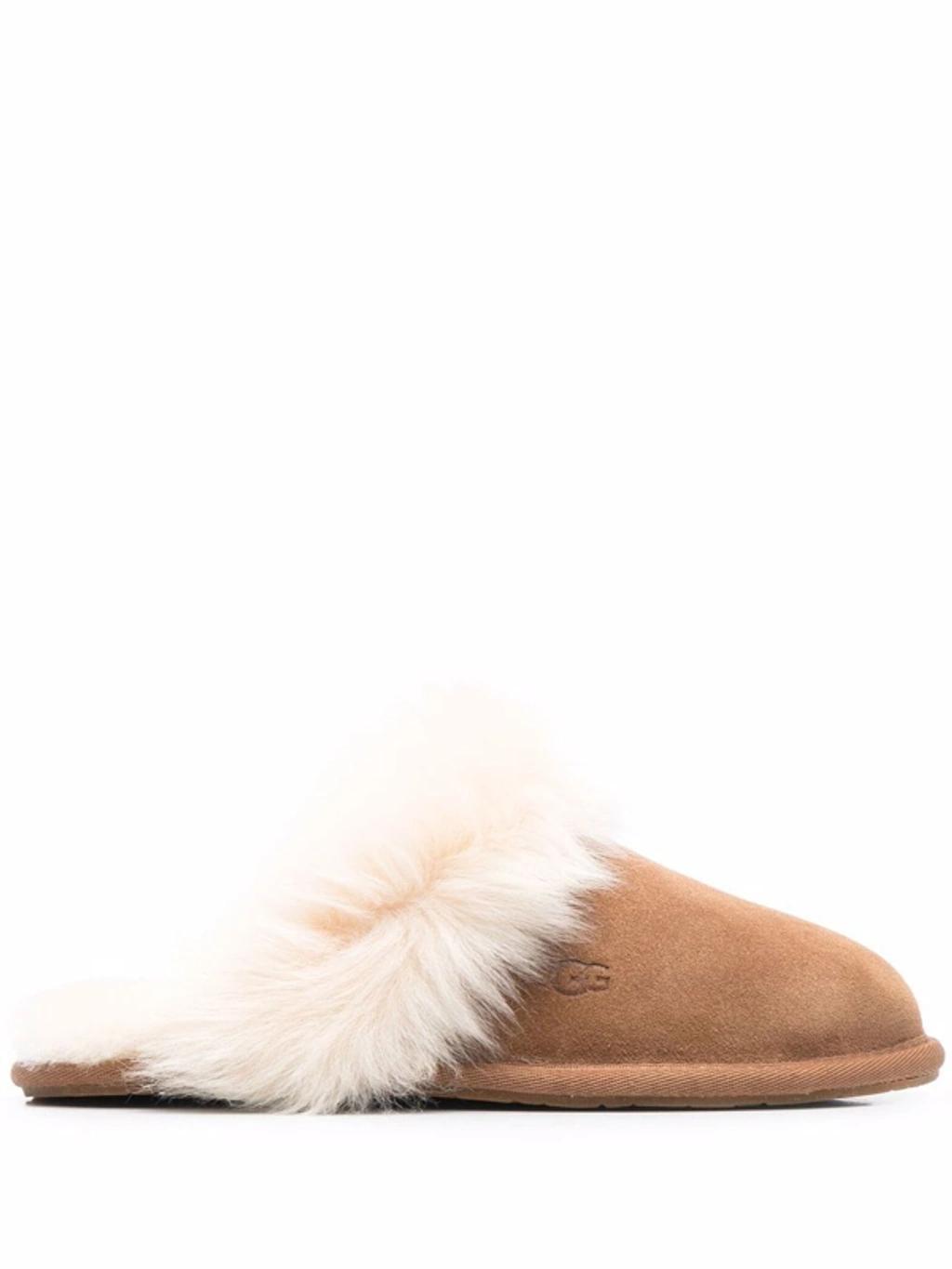 Scuffette Ii Suede Sheepskin Slippers In Chestnut Product Image