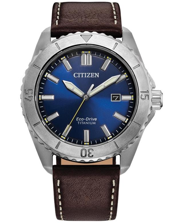 Citizen Eco-Drive Mens Brycen Brown Leather Strap Watch 41mm Product Image