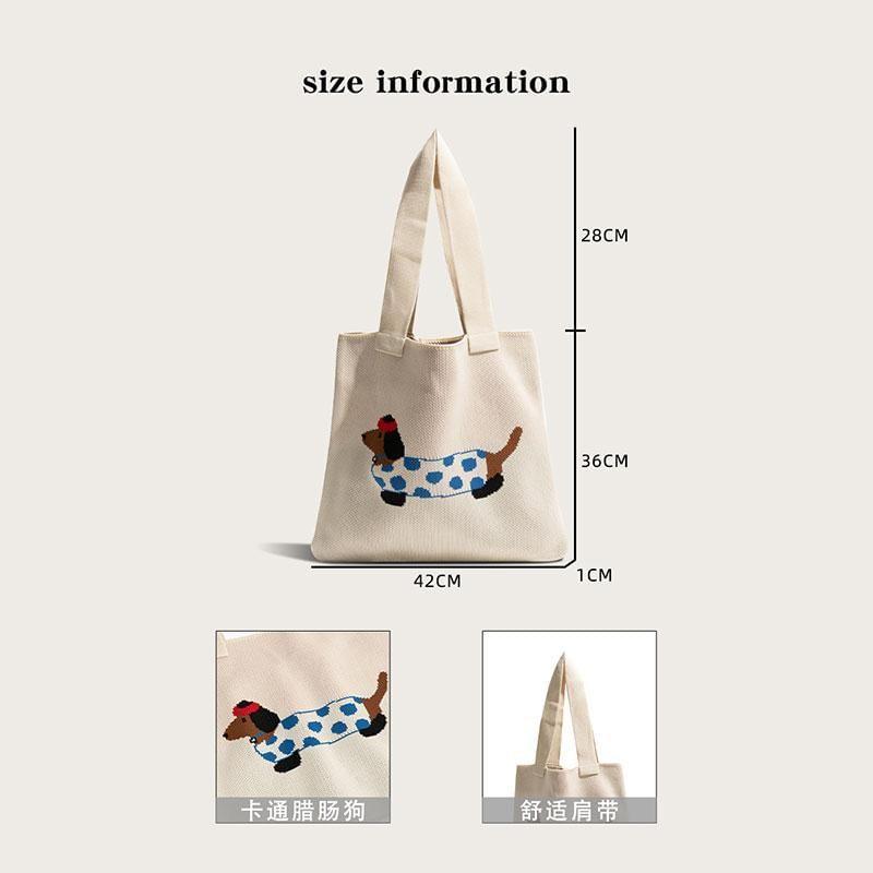 Dog Print Knit Tote Bag Product Image