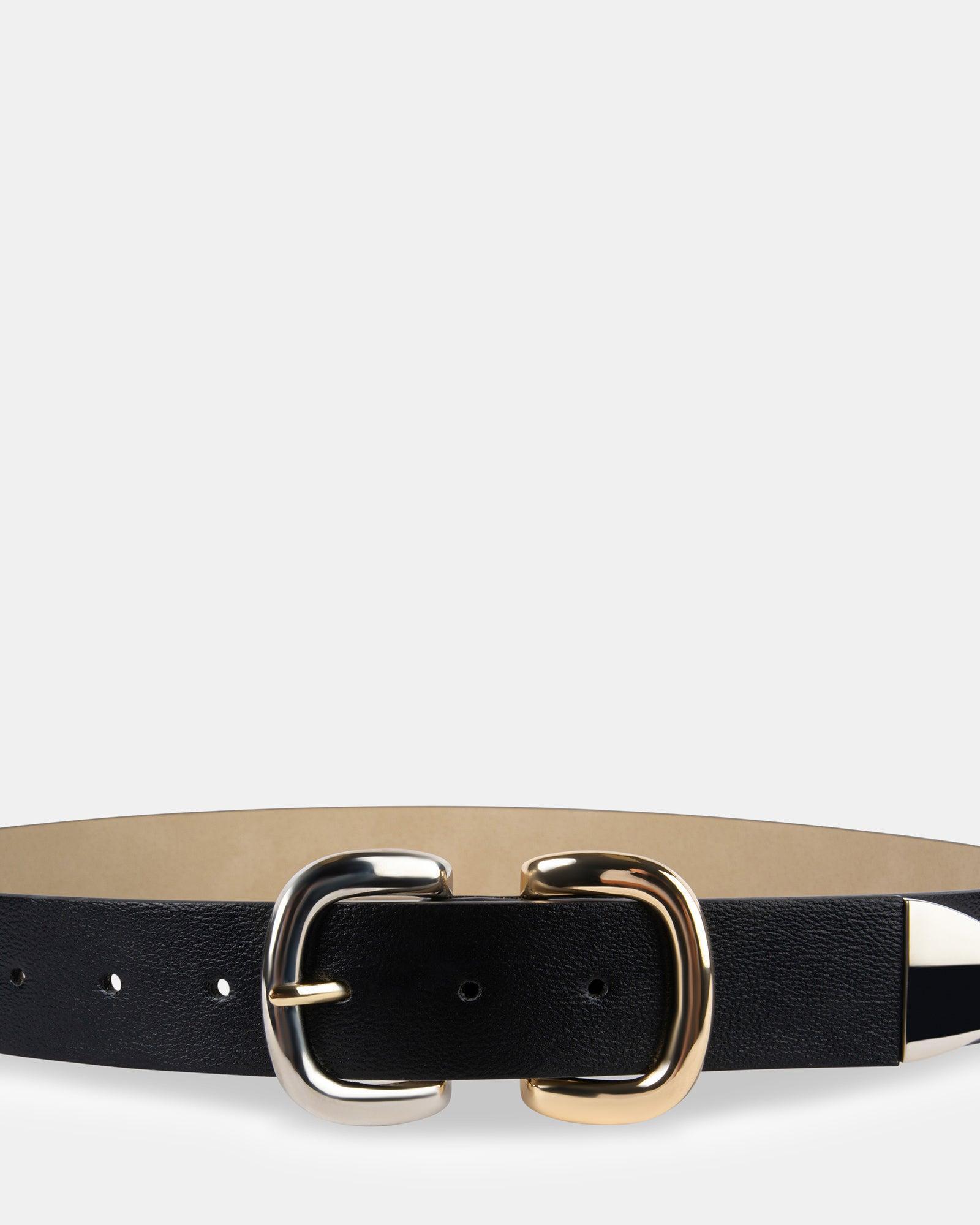 TWO TONE DOUBLE BUCKLE BELT BLACK Female Product Image