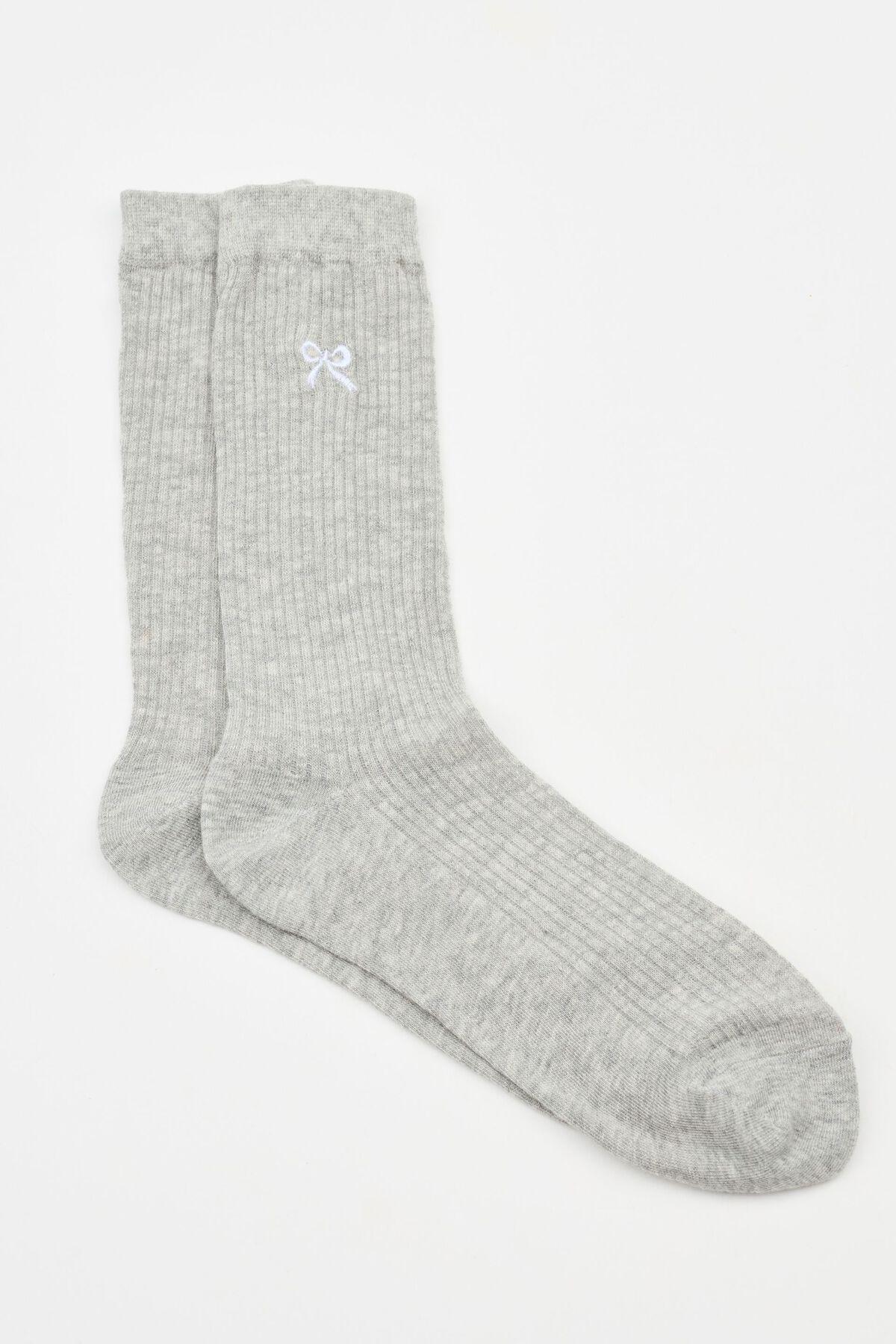 Bow Embroidered Socks Product Image