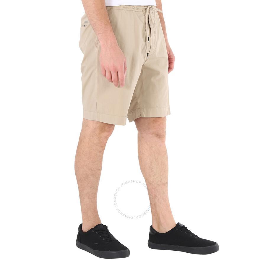 Light Beige Paper-touch Stretch Cotton Slim-fit Shorts Product Image