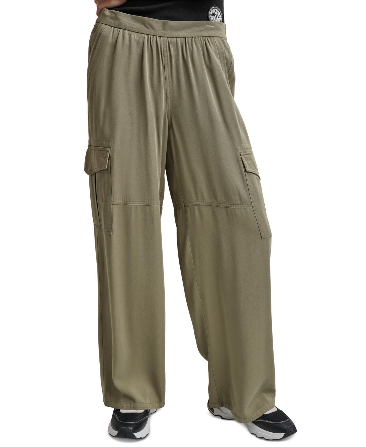 Dkny Womens Pull-On Twill Wide-Leg Cargo Pants Product Image