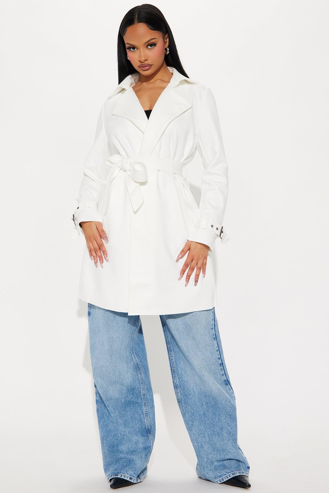 Camila Faux Suede Trench - White Product Image