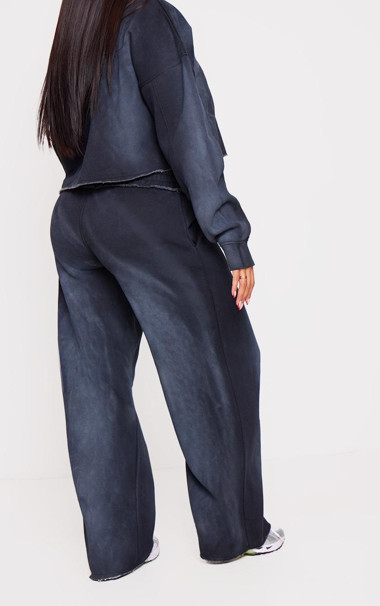 Shape Washed Black Distressed Waistband Wide Leg Sweatpants Product Image